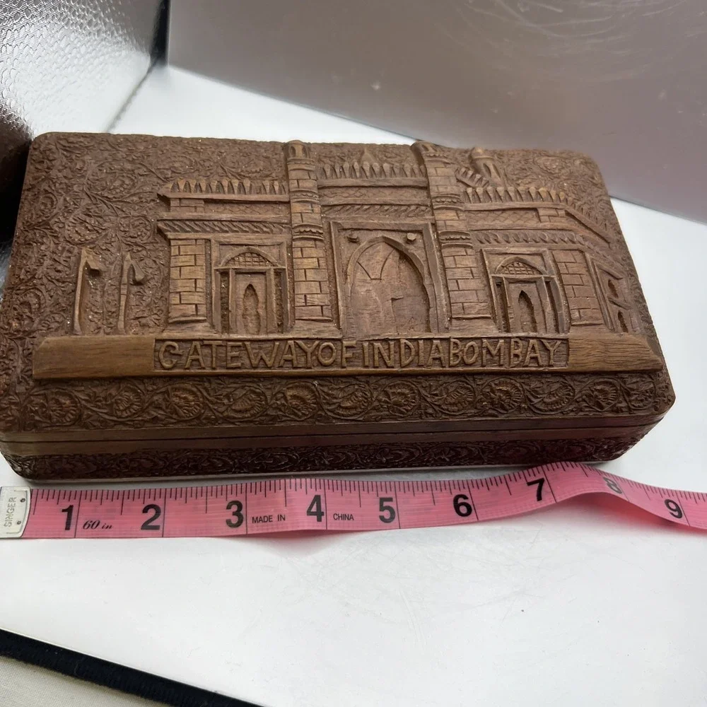 Vintage Hand Carved Wooden Box gateway of indiabombay unique gift cool jewelry b